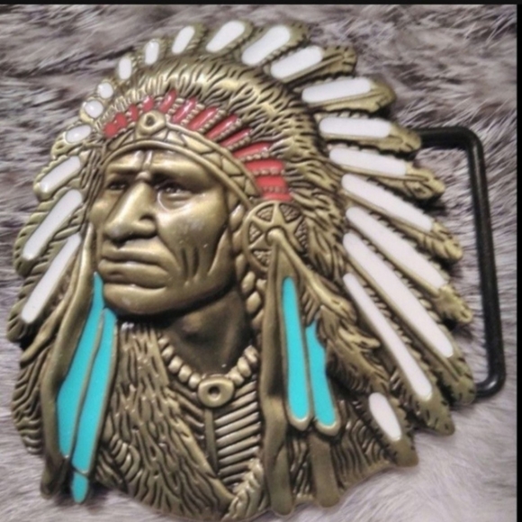 New beautiful Native American Indian Chief Belt buckle.  Others like this avail. - Picture 1 of 2
